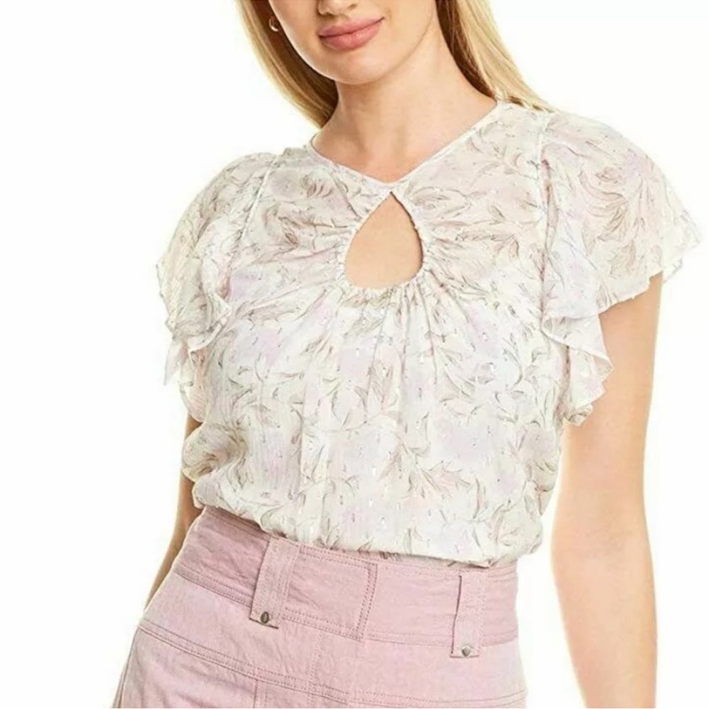 Rebecca Taylor • Zadie Fleur Top, with Flutter Sleeves Size 00 Floral G1
